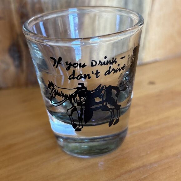 1950s Western Themed Novelty Shot Glass Set Of 4 Vintage - Picture 4 of 11